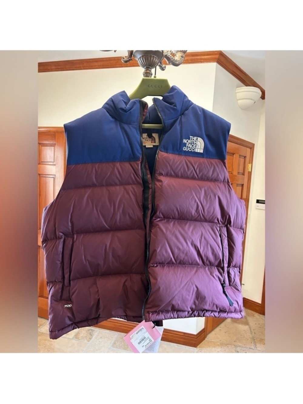 Men’s Gucci, X Northface puffer vest size XXXL with dust bag NWT